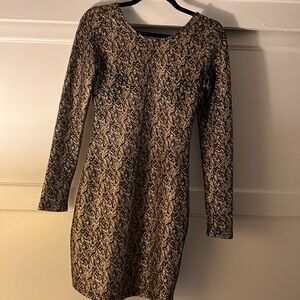 Long sleeve dress, black and gold, size medium